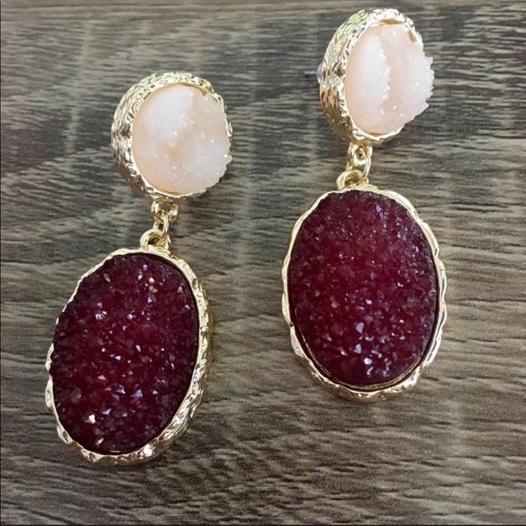 Anthro Druzy Quartz Earrings - Picture 3 of 5
